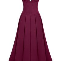 Wine Strapless Midi Dress