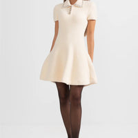 Elegant Soft Short Sleeve Dress - Ivoire