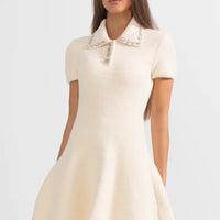 Elegant Soft Short Sleeve Dress - Ivoire