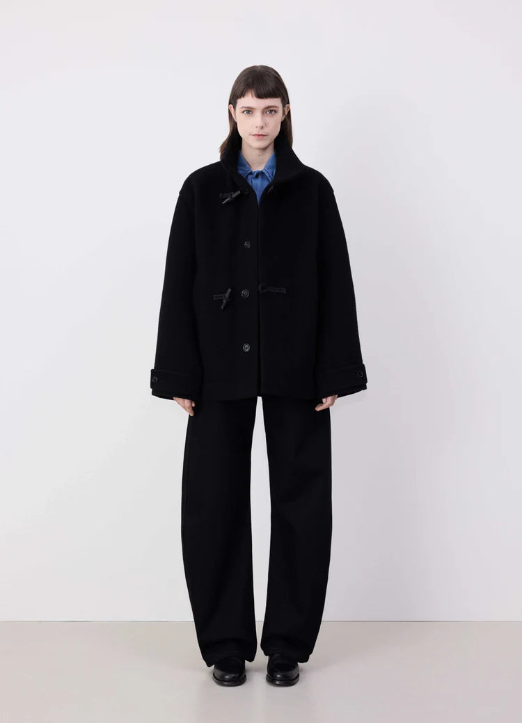 SHORT BATHROBE DUFFLE COAT | BLACK