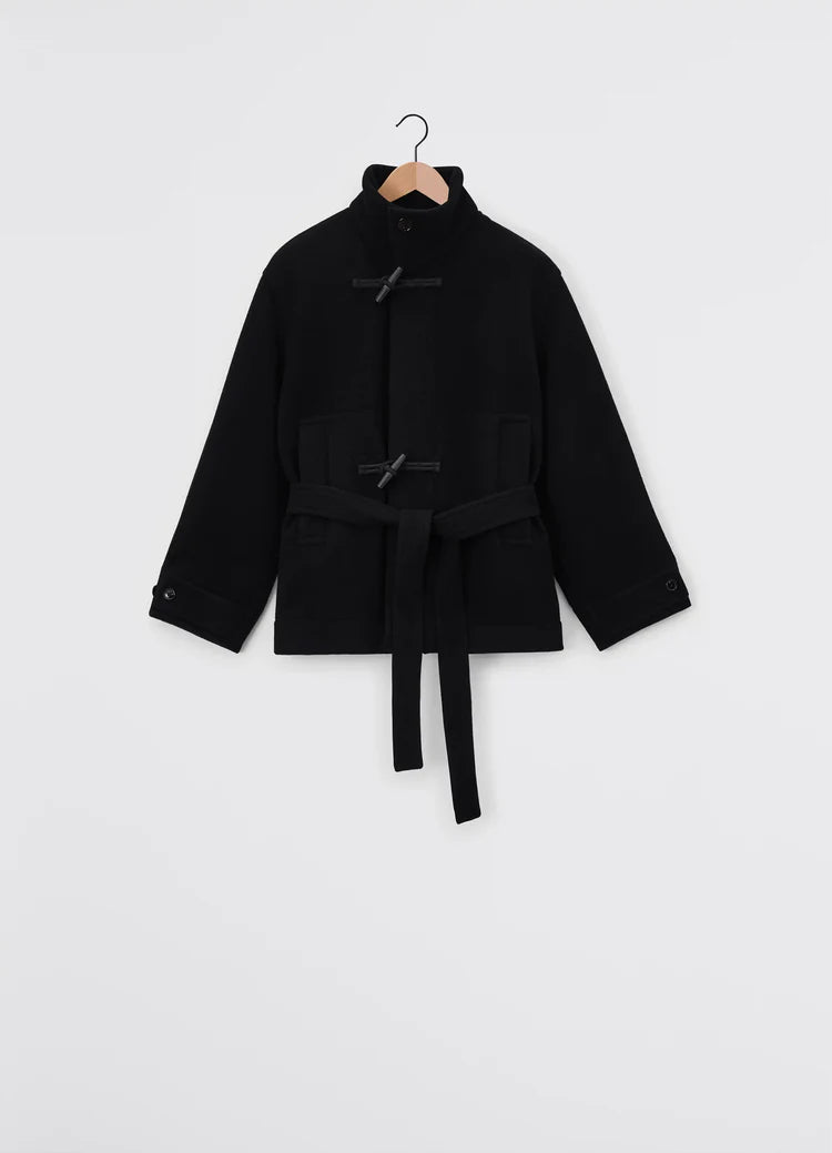 SHORT BATHROBE DUFFLE COAT | BLACK