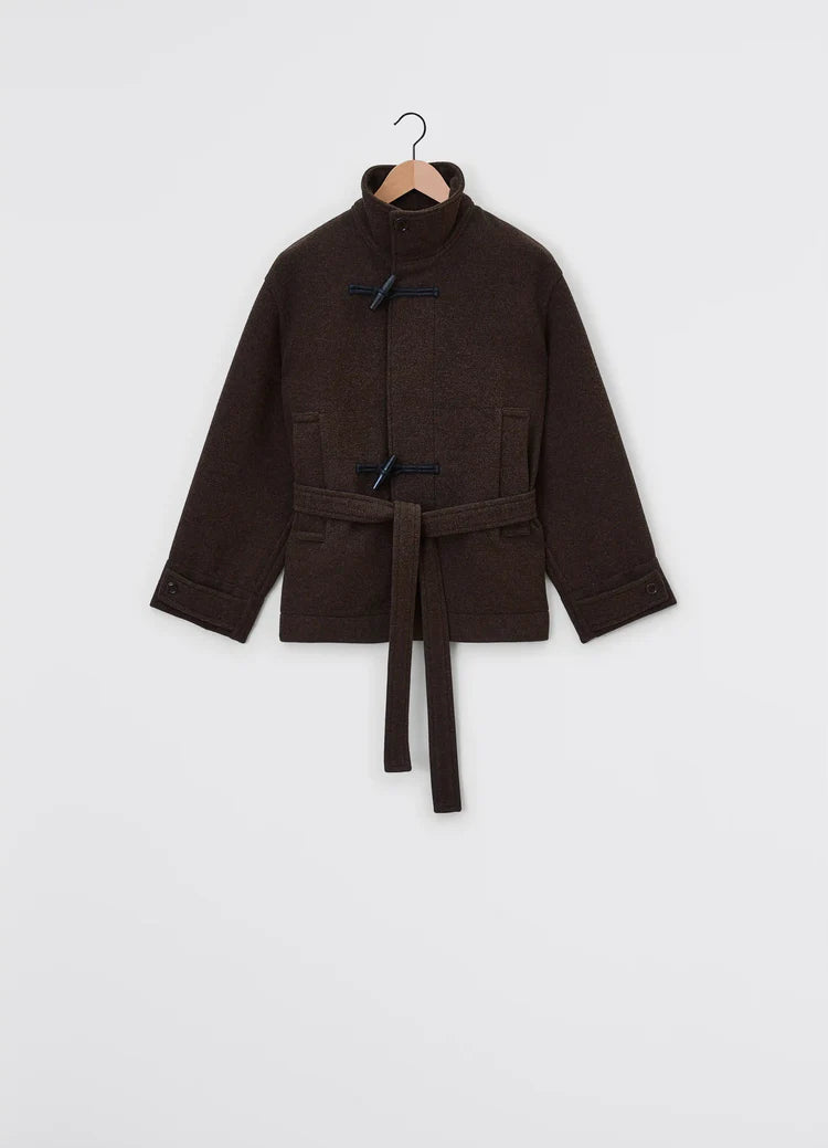 SHORT BATHROBE DUFFLE COAT | BROWN