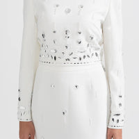 Diamond Embellished Co-Ord with Maxi Skirt - White