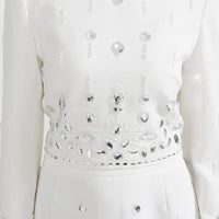 Diamond Embellished Co-Ord with Maxi Skirt - White