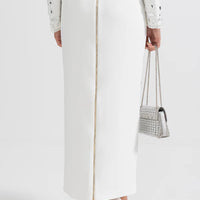 Diamond Embellished Co-Ord with Maxi Skirt - White