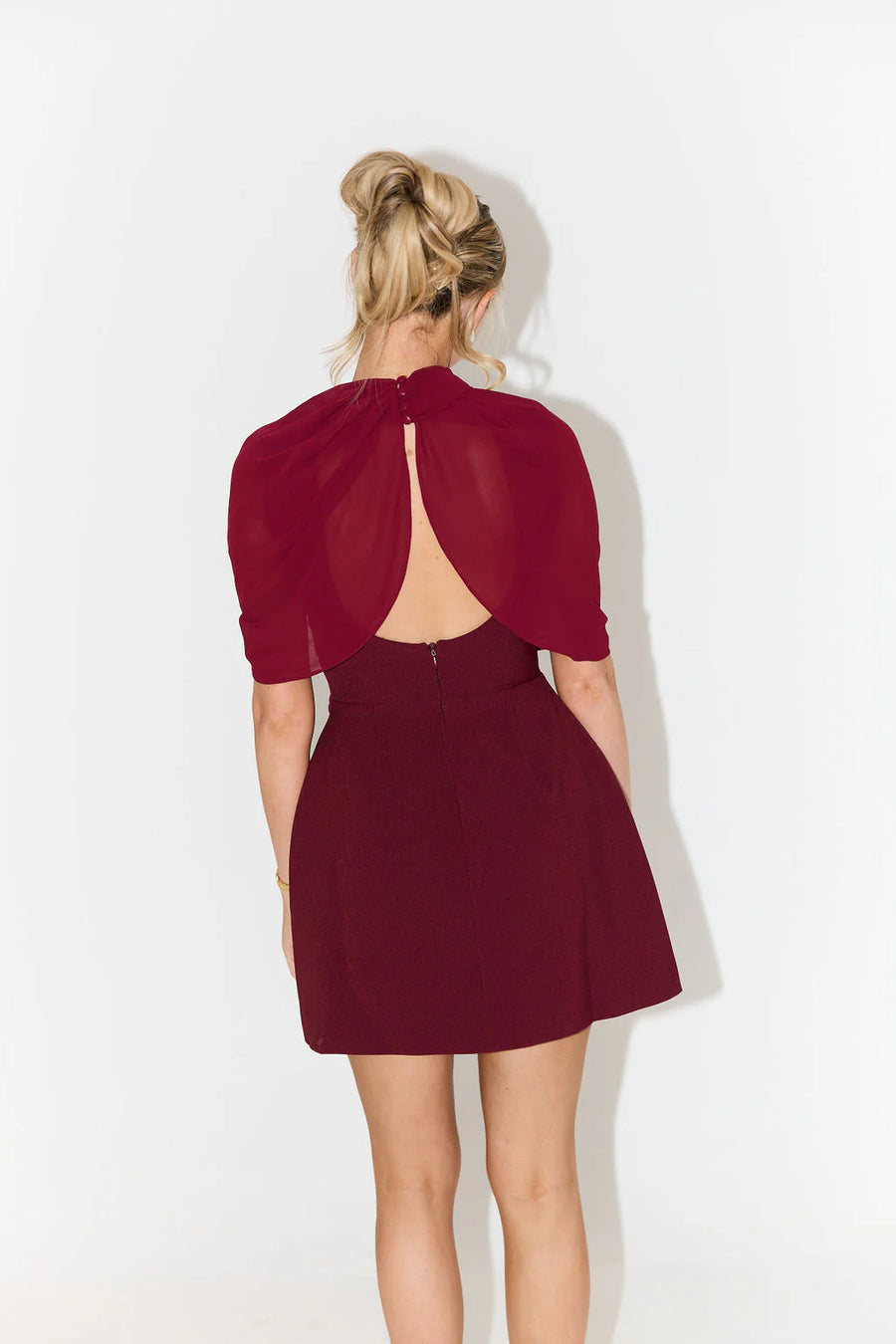 Gathered Mini Dress | Bordo