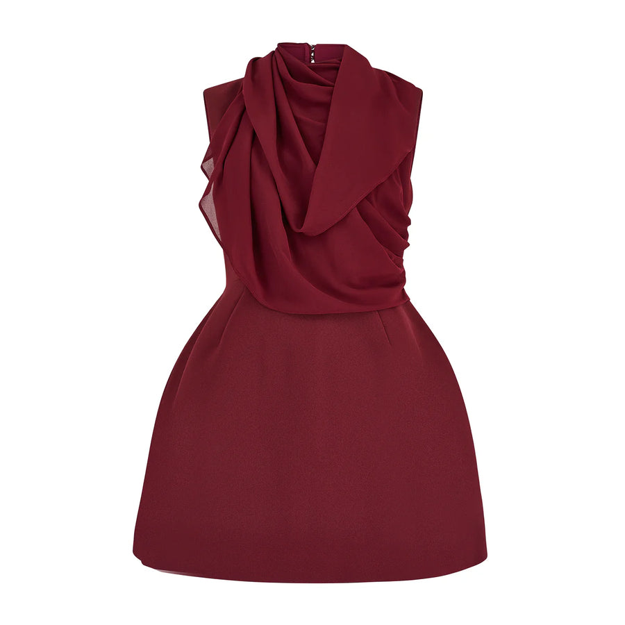 Gathered Mini Dress | Bordo