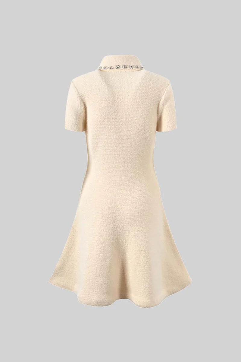 Elegant Soft Short Sleeve Dress - Ivoire