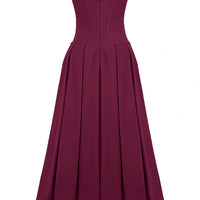 Wine Strapless Midi Dress